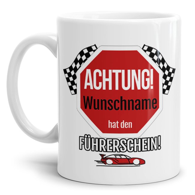 Liebevoll gestaltete Tasse zum Führerschein als Geschenk für beste Freunde oder als Geschenkidee für Sohn oder Tochter zur bestandenen Fahrprüfung....