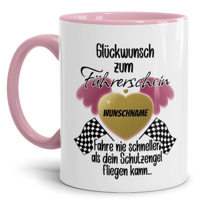 Liebevoll gestalteter Kaffeepott mit Spruch - Fahre nie schneller