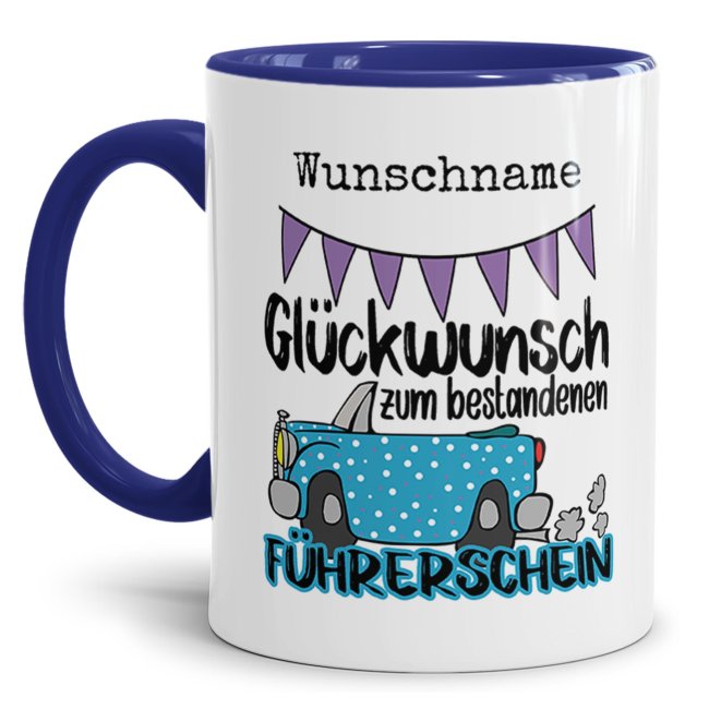 Liebevoll gestaltete Kaffeebecher mit Spruch - Glückwunsch zum Führerschein - als Geschenk zur bestandenen Fahrschulprüfung für beste Freunde und...