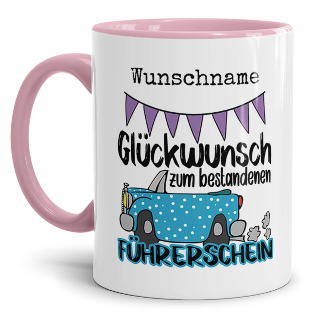 Liebevoll gestaltete Kaffeebecher mit Spruch - Glückwunsch zum Führerschein - als Geschenk zur bestandenen Fahrschulprüfung für beste Freunde und...