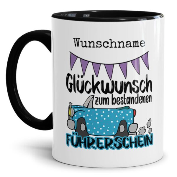 Liebevoll gestaltete Kaffeebecher mit Spruch - Glückwunsch zum Führerschein - als Geschenk zur bestandenen Fahrschulprüfung für beste Freunde und...