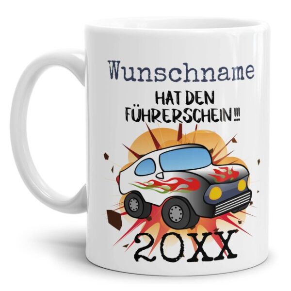 Farbenfroh gestaltete Tasse mit Spruch als Geschenk zum Führerschein für beste Freunde und Familienmitglieder. Die lustige Keramiktasse als...