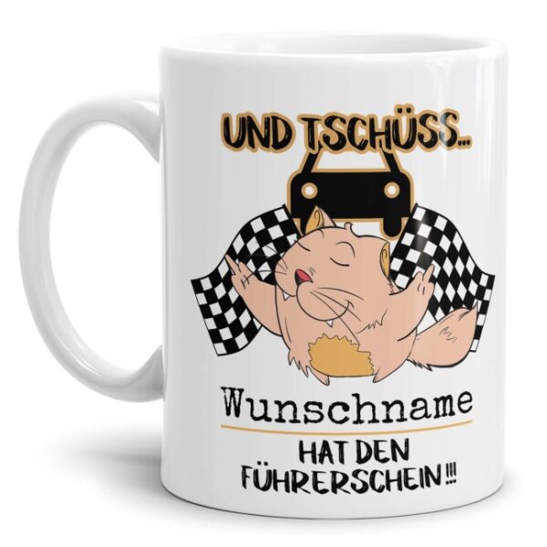 Lustiger Kaffeebecher mit Spruch als Geschenk zur bestandenen Fahrschulprüfung für beste Freunde und Familienmitglieder. Die Kaffeetasse aus...