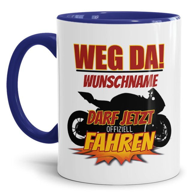 Kaffeetasse aus hochwertiger Keramik mit Spruch als Geschenk zur bestandenen Motorradprüfung für beste Freunde und Familienmitglieder. Du kannst...