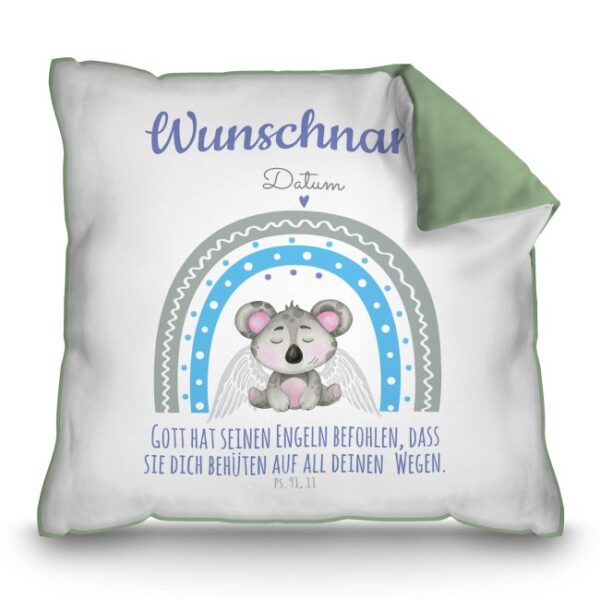 Liebevoll gestaltetes Taufkissen - Koala - als persönliches Taufgeschenk für das Patenkind. Personalisiert mit dem Namen des Kindes und dem...