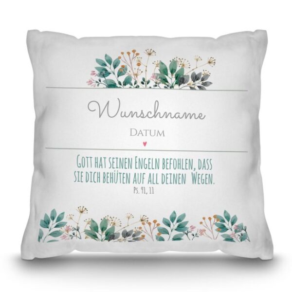 Liebevoll gestaltetes Namensgeschenk zur Taufe - Taufkissen mit Blumenmotiv als persönliches Taufgeschenk für das Patenkind. Personalisiert mit dem...