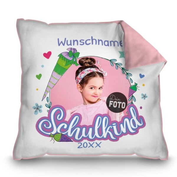 Ihr sucht ein persönliches und individuelles Geschenk zum Schulbeginn? Unser Kuschelkissen wird mit dem Foto und Namen des Schulkindes