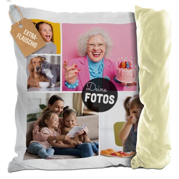 Wie wäre es mit einem Kuschelkissen mit Foto oder ganz vielen Fotos? Das flauschig weiche Fotokissen ist eine tolle Geschenkidee und perfekt zum...