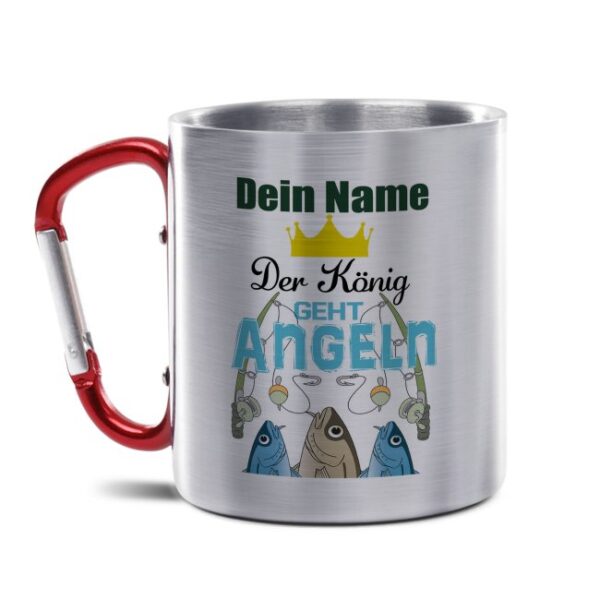 Diese hochwertige Karabinertasse mit Anglermotiv - Der König geht angeln - und personalisierter Namensbedruckung ist eine hochwertige und...