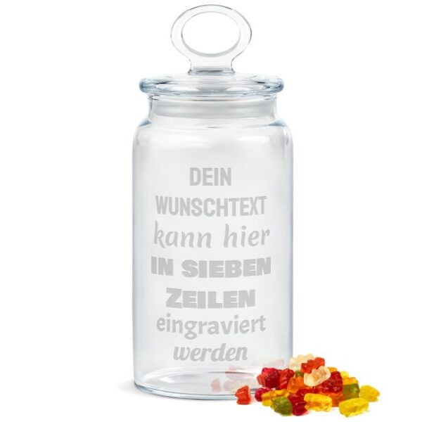 Unsere Keksdose aus Glas mit persönlicher Gravur ist ein absoluter Hingucker und eine tolles Geschenkidee passend für jeden Anlass und Gelegenheit....