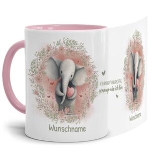 Unsere Tasse mit liebevoll gestaltetem und süßem Tiermotiv - Elefant -