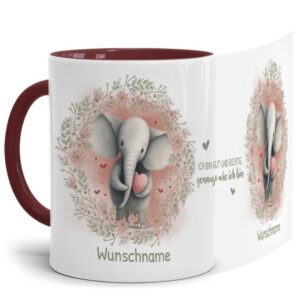 Unsere Tasse mit liebevoll gestaltetem und süßem Tiermotiv - Elefant -