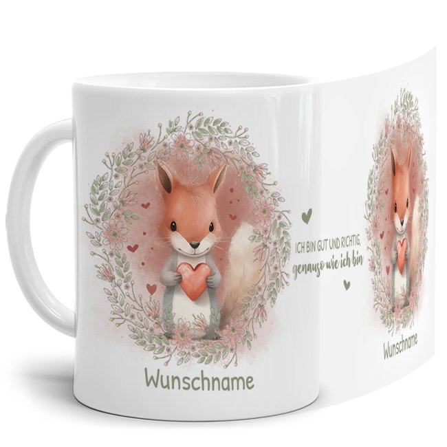 Unsere Tasse mit liebevoll gestaltetem und süßem Tiermotiv - Eichhörnchen -