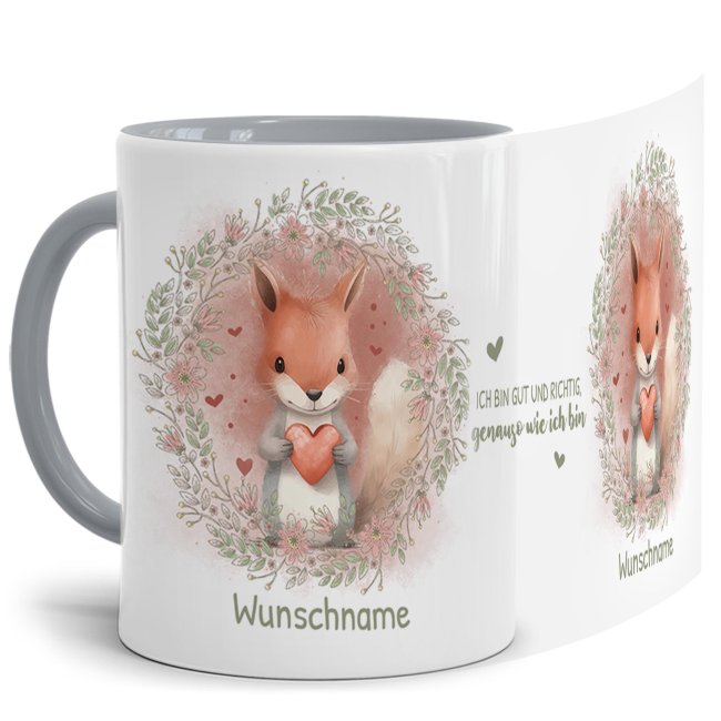 Unsere Tasse mit liebevoll gestaltetem und süßem Tiermotiv - Eichhörnchen -