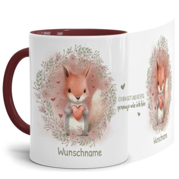 Unsere Tasse mit liebevoll gestaltetem und süßem Tiermotiv - Eichhörnchen -