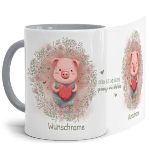 Unsere Tasse mit liebevoll gestaltetem und süßem Tiermotiv - Ferkel -