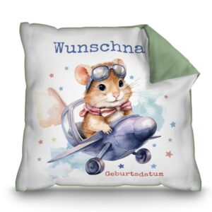 Unser grünes Kissen mit süßem Tiermotiv - Hamster - ist ein besonderes Highlight in jedem Kinderzimmer und lässt Kinderherzen höherschlagen. Das...