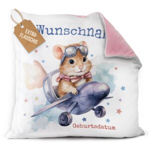 Unser rosanes Flauschkissen mit süßem Tiermotiv - Hamster - ist ein besonderes Highlight in jedem Kinderzimmer und lässt Kinderherzen...