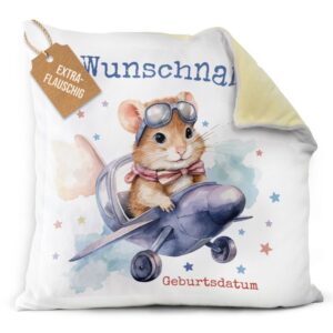 Unser gelbes Flauschkissen mit süßem Tiermotiv - Hamster - ist ein besonderes Highlight in jedem Kinderzimmer und lässt Kinderherzen höherschlagen....