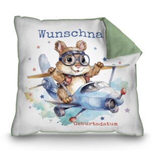 Unser grünes Kissen mit süßem Tiermotiv - Flughörnchen - ist ein besonderes Highlight in jedem Kinderzimmer und lässt Kinderherzen höherschlagen....