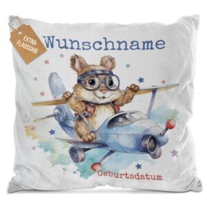 Unser Flauschkissen mit süßem Tiermotiv - Flughörnchen - ist ein besonderes Highlight in jedem Kinderzimmer und lässt Kinderherzen höherschlagen....