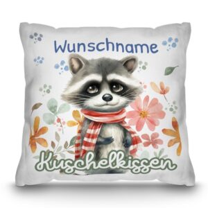 Unser Kissen mit süßem Tiermotiv - Waschbär - ist ein besonderes Highlight in jedem Kinderzimmer und lässt Kinderherzen höherschlagen. Das...