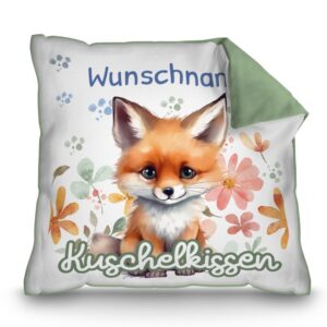 Unser grünes Kissen mit süßem Tiermotiv - Fuchs - ist ein besonderes Highlight in jedem Kinderzimmer und lässt Kinderherzen höherschlagen. Das...