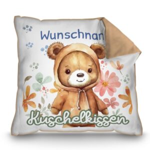 Unser Kissen in mokka mit süßem Tiermotiv - Bär - ist ein besonderes Highlight in jedem Kinderzimmer und lässt Kinderherzen höherschlagen. Das...