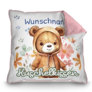 Unser rosanes Kissen mit süßem Tiermotiv - Bär - ist ein besonderes Highlight in jedem Kinderzimmer und lässt Kinderherzen höherschlagen. Das...