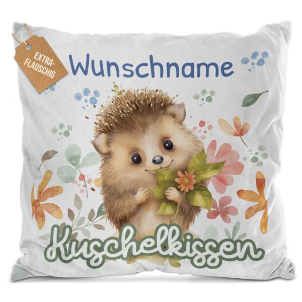 Unser Flauschkissen mit süßem Tiermotiv - Igel - ist ein besonderes Highlight in jedem Kinderzimmer und lässt Kinderherzen höherschlagen. Das...