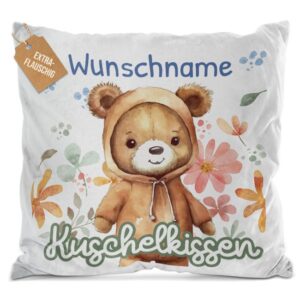 Unser Flauschkissen mit süßem Tiermotiv - Bär - ist ein besonderes Highlight in jedem Kinderzimmer und lässt Kinderherzen höherschlagen. Das...