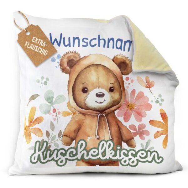 Unser gelbes Flauschkissen mit süßem Tiermotiv - Bär - ist ein besonderes Highlight in jedem Kinderzimmer und lässt Kinderherzen höherschlagen. Das...