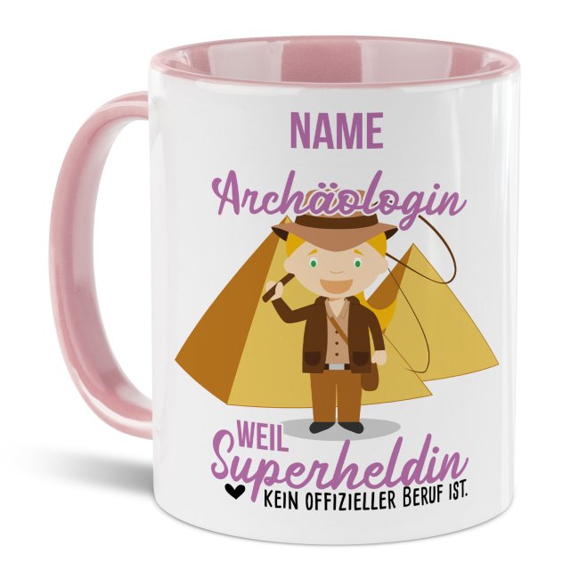 Unsere personalisierte Berufe-Tasse - Archäologin - mit Name bedruckt ist das perfekte Geschenk zum Geburtstag