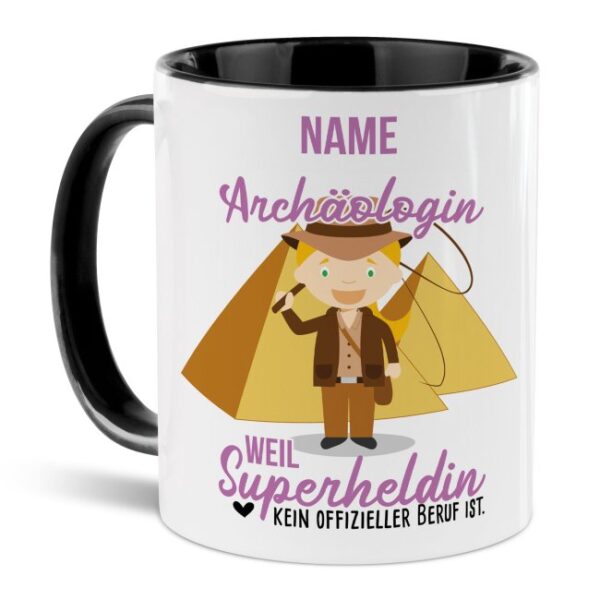 Unsere personalisierte Berufe-Tasse - Archäologin - mit Name bedruckt ist das perfekte Geschenk zum Geburtstag