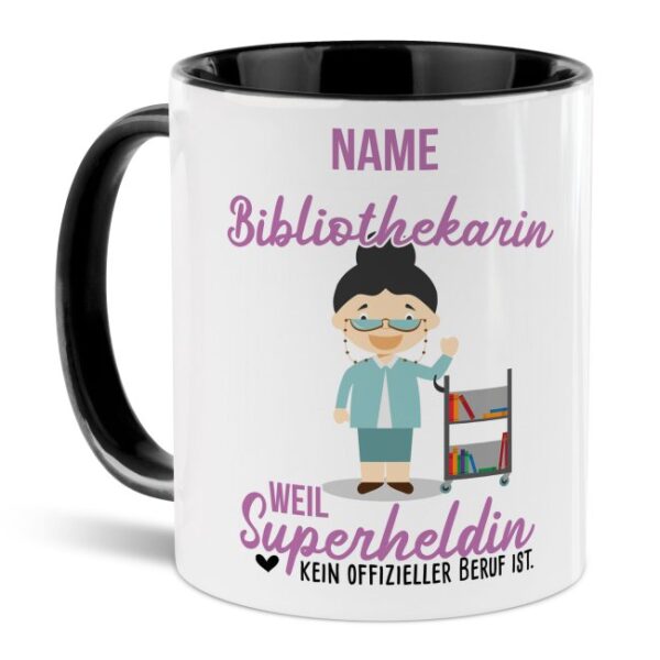 Unsere personalisierte Berufe-Tasse - Bibliothekarin - mit Name bedruckt ist das perfekte Geschenk zum Geburtstag