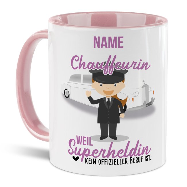 Unsere personalisierte Berufe-Tasse - Chauffeurin - mit Name bedruckt ist das perfekte Geschenk zum Geburtstag