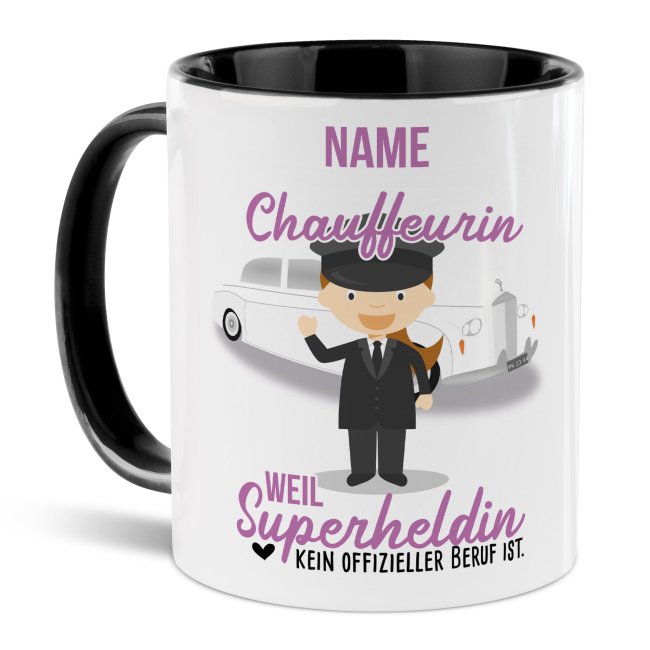 Unsere personalisierte Berufe-Tasse - Chauffeurin - mit Name bedruckt ist das perfekte Geschenk zum Geburtstag