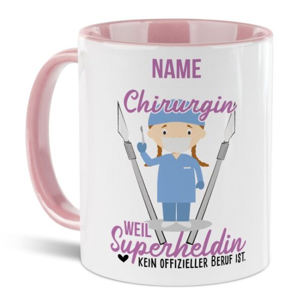 Unsere personalisierte Berufe-Tasse - Chirurgin - mit Name bedruckt ist das perfekte Geschenk zum Geburtstag