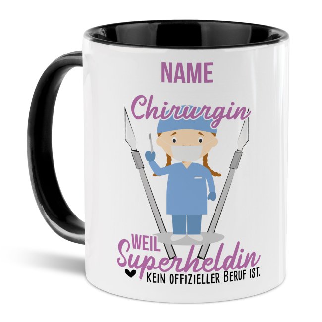 Unsere personalisierte Berufe-Tasse - Chirurgin - mit Name bedruckt ist das perfekte Geschenk zum Geburtstag