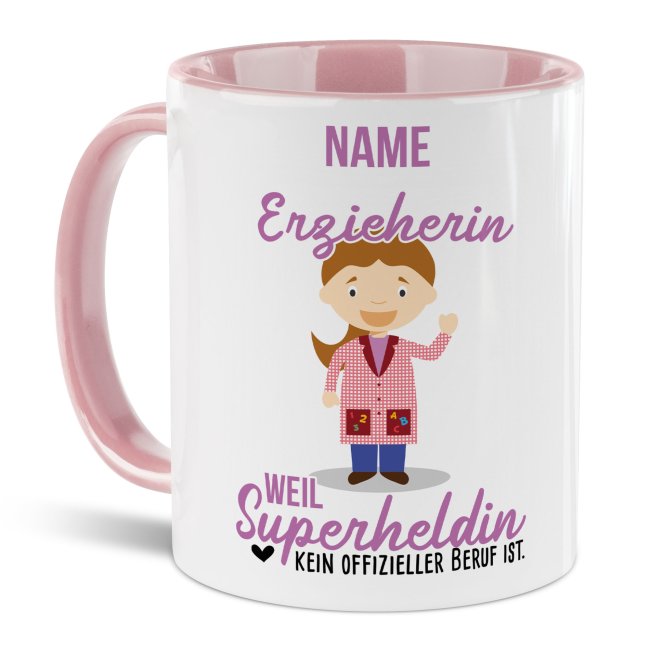 Unsere personalisierte Berufe-Tasse - Erzieherin - mit Name bedruckt ist das perfekte Geschenk zum Geburtstag