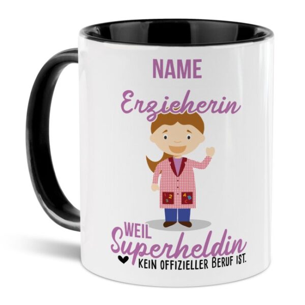 Unsere personalisierte Berufe-Tasse - Erzieherin - mit Name bedruckt ist das perfekte Geschenk zum Geburtstag