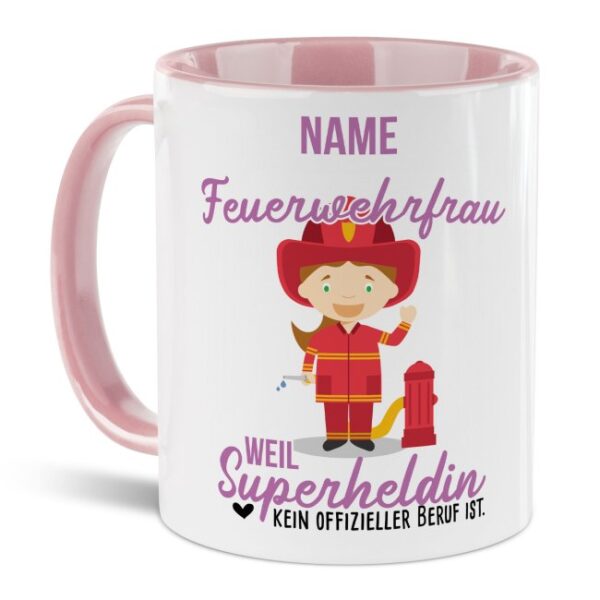 Unsere personalisierte Berufe-Tasse - Feuerwehrfrau - mit Name bedruckt ist das perfekte Geschenk zum Geburtstag