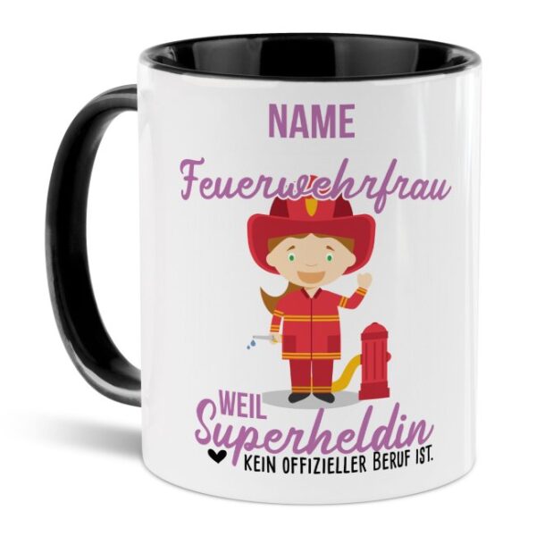 Unsere personalisierte Berufe-Tasse - Feuerwehrfrau - mit Name bedruckt ist das perfekte Geschenk zum Geburtstag