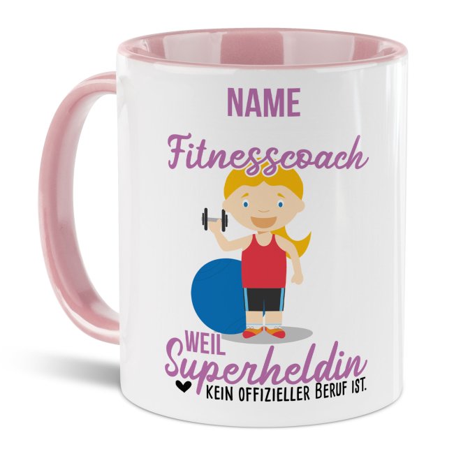 Unsere personalisierte Berufe-Tasse - Fitnesscoach - mit Name bedruckt ist das perfekte Geschenk zum Geburtstag