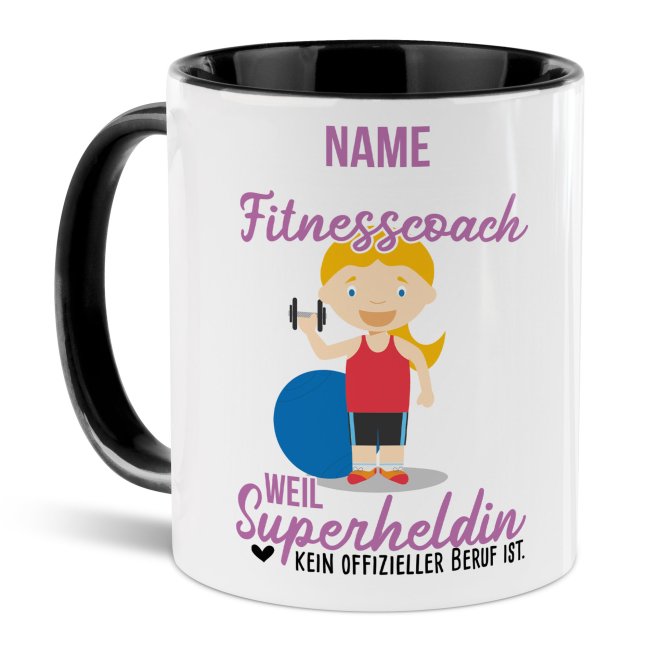 Unsere personalisierte Berufe-Tasse - Fitnesscoach - mit Name bedruckt ist das perfekte Geschenk zum Geburtstag