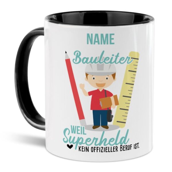 Unsere personalisierte Berufe-Tasse - Bauleiter - mit Name bedruckt ist das perfekte Geschenk zum Geburtstag