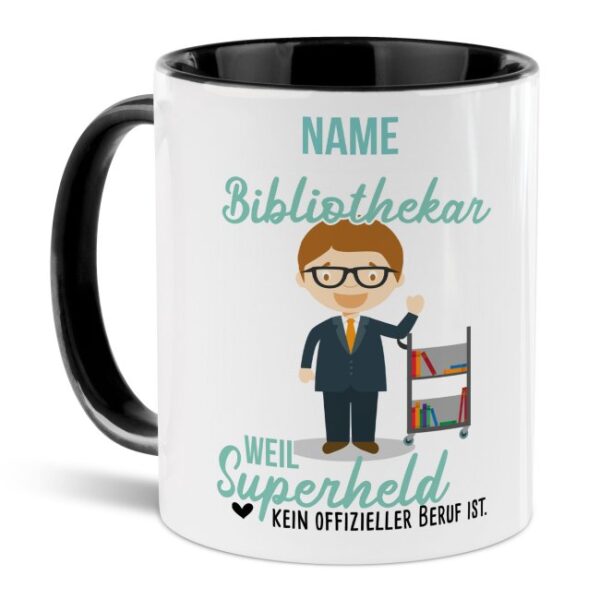 Unsere personalisierte Berufe-Tasse - Bibliothekar - mit Name bedruckt ist das perfekte Geschenk zum Geburtstag