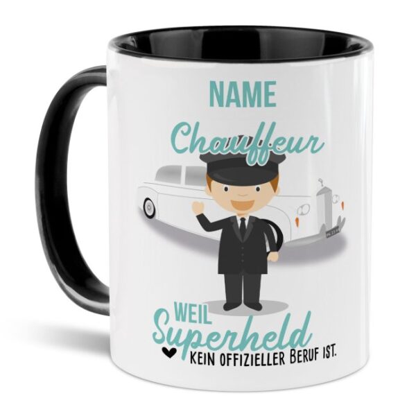 Unsere personalisierte Berufe-Tasse - Chauffeur - mit Name bedruckt ist das perfekte Geschenk zum Geburtstag