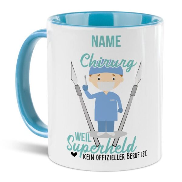 Unsere personalisierte Berufe-Tasse - Chirurg - mit Name bedruckt ist das perfekte Geschenk zum Geburtstag