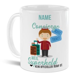 Unsere personalisierte Berufe-Tasse - Concierge - mit Name bedruckt ist das perfekte Geschenk zum Geburtstag